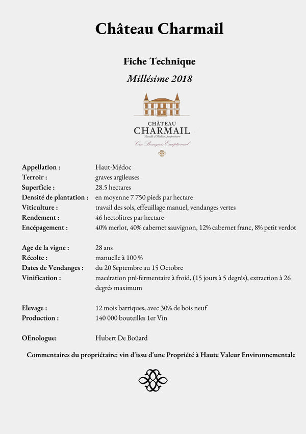 Château Charmail - Millésime 2018